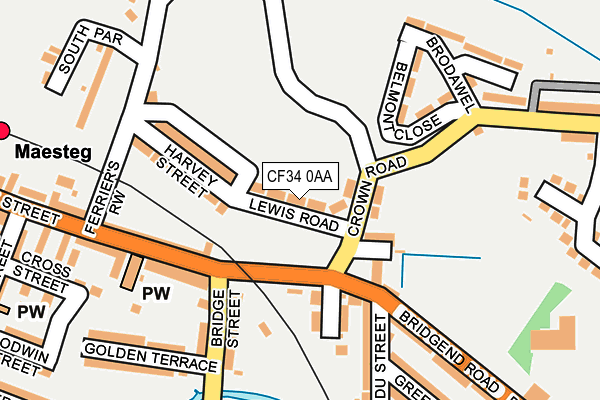 CF34 0AA map - OS OpenMap – Local (Ordnance Survey)