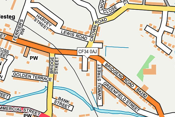 CF34 0AJ map - OS OpenMap – Local (Ordnance Survey)