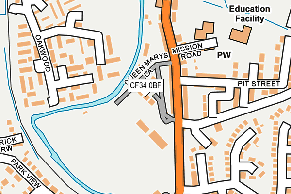 CF34 0BF map - OS OpenMap – Local (Ordnance Survey)