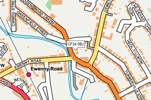 CF34 0BJ map - OS OpenMap – Local (Ordnance Survey)