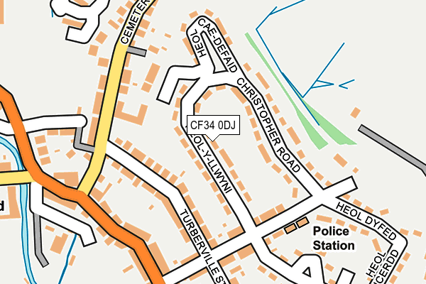 CF34 0DJ map - OS OpenMap – Local (Ordnance Survey)
