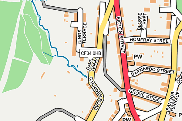 CF34 0HB map - OS OpenMap – Local (Ordnance Survey)