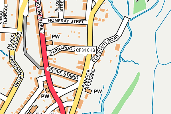 CF34 0HS map - OS OpenMap – Local (Ordnance Survey)