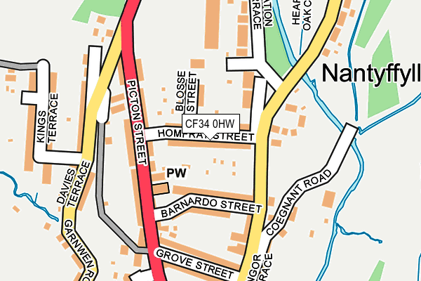 CF34 0HW map - OS OpenMap – Local (Ordnance Survey)