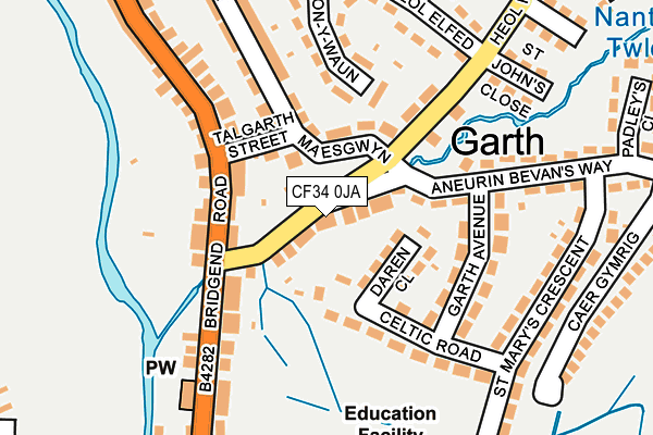 CF34 0JA map - OS OpenMap – Local (Ordnance Survey)