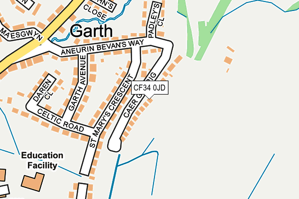 CF34 0JD map - OS OpenMap – Local (Ordnance Survey)