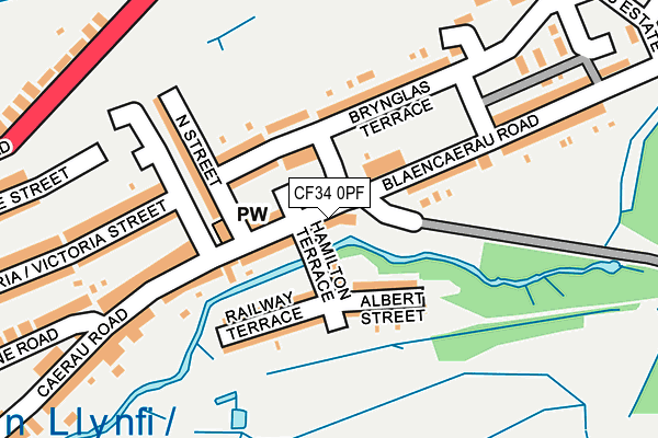 CF34 0PF map - OS OpenMap – Local (Ordnance Survey)