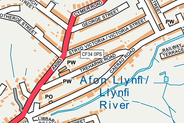 CF34 0PS map - OS OpenMap – Local (Ordnance Survey)