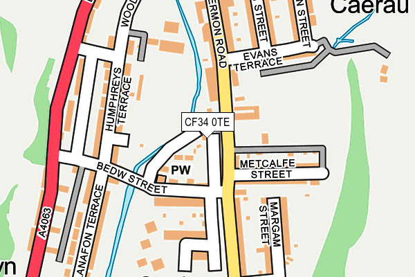 CF34 0TE map - OS OpenMap – Local (Ordnance Survey)