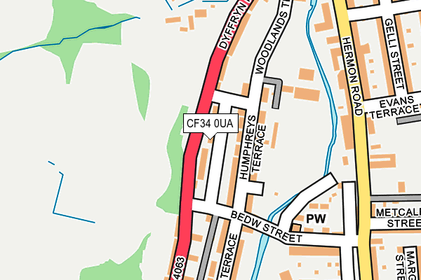 CF34 0UA map - OS OpenMap – Local (Ordnance Survey)