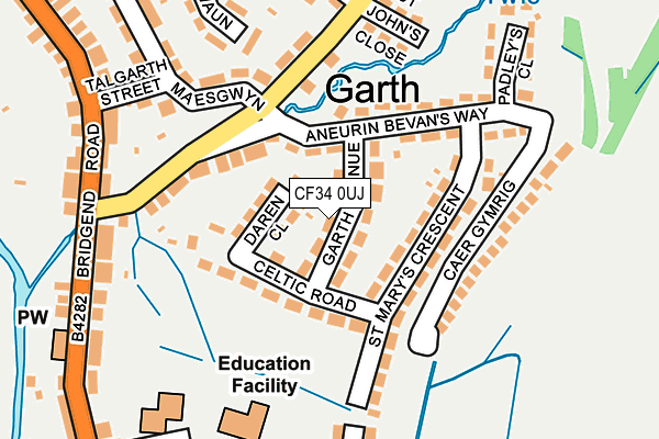 CF34 0UJ map - OS OpenMap – Local (Ordnance Survey)