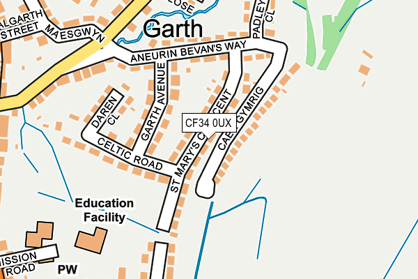 CF34 0UX map - OS OpenMap – Local (Ordnance Survey)