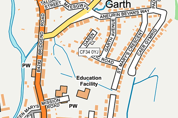 CF34 0YJ map - OS OpenMap – Local (Ordnance Survey)