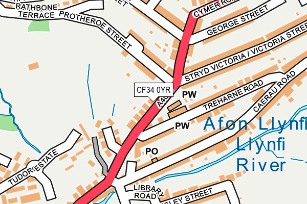 CF34 0YR map - OS OpenMap – Local (Ordnance Survey)