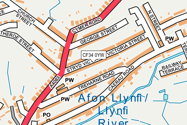 CF34 0YW map - OS OpenMap – Local (Ordnance Survey)