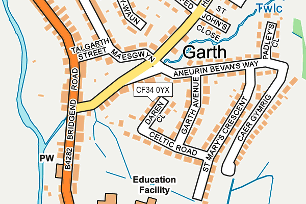 CF34 0YX map - OS OpenMap – Local (Ordnance Survey)