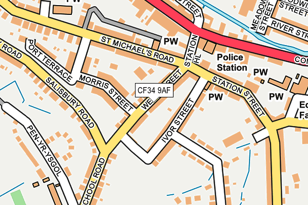 CF34 9AF map - OS OpenMap – Local (Ordnance Survey)