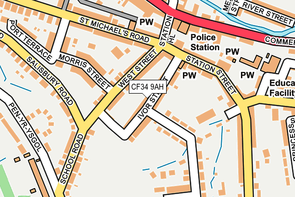 CF34 9AH map - OS OpenMap – Local (Ordnance Survey)