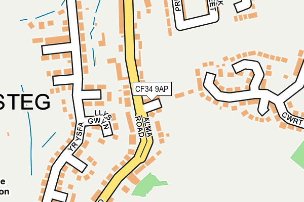 CF34 9AP map - OS OpenMap – Local (Ordnance Survey)