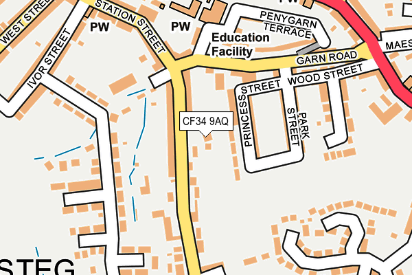 CF34 9AQ map - OS OpenMap – Local (Ordnance Survey)