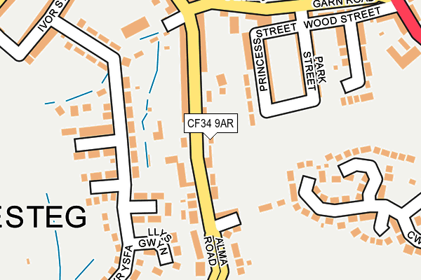 CF34 9AR map - OS OpenMap – Local (Ordnance Survey)