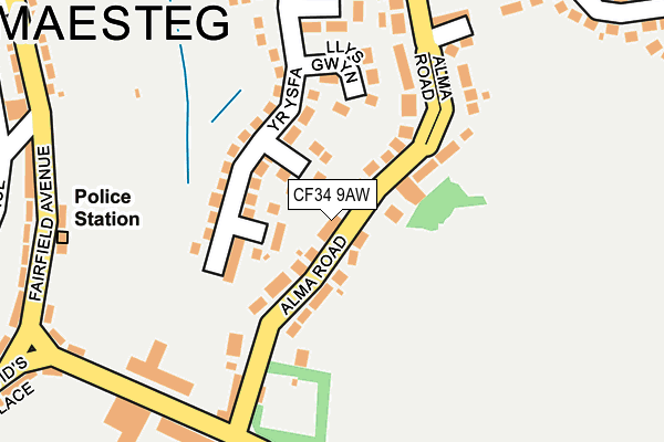 CF34 9AW map - OS OpenMap – Local (Ordnance Survey)