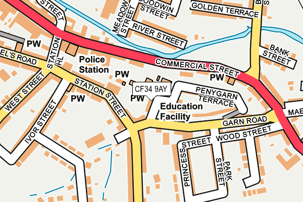 CF34 9AY map - OS OpenMap – Local (Ordnance Survey)