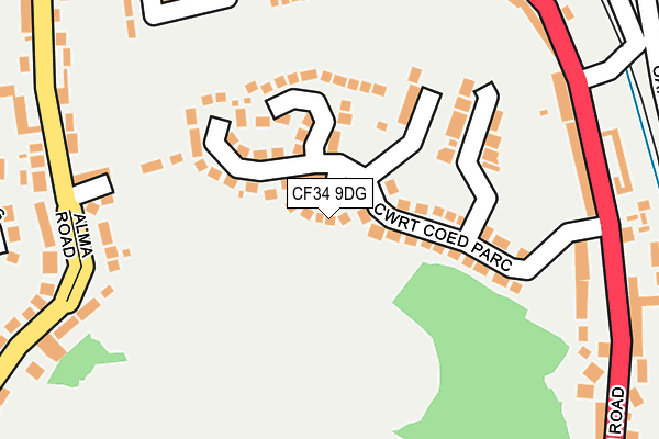 CF34 9DG map - OS OpenMap – Local (Ordnance Survey)
