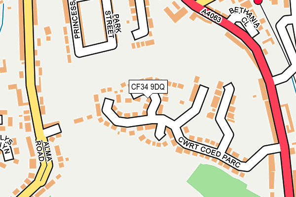 CF34 9DQ map - OS OpenMap – Local (Ordnance Survey)
