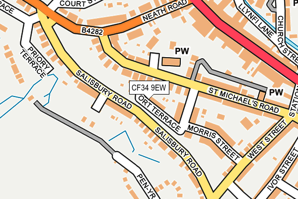 CF34 9EW map - OS OpenMap – Local (Ordnance Survey)