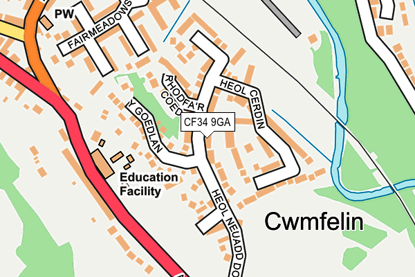 CF34 9GA map - OS OpenMap – Local (Ordnance Survey)