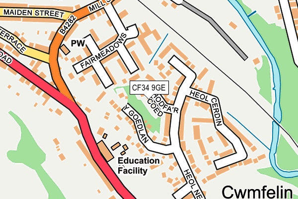 CF34 9GE map - OS OpenMap – Local (Ordnance Survey)