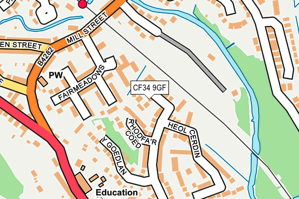 CF34 9GF map - OS OpenMap – Local (Ordnance Survey)