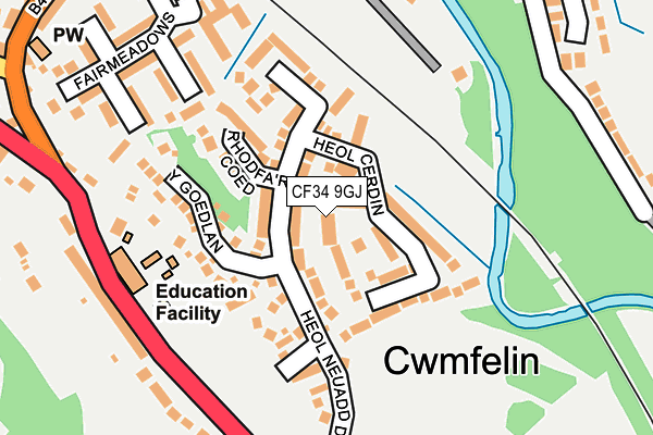 CF34 9GJ map - OS OpenMap – Local (Ordnance Survey)