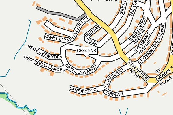 CF34 9NB map - OS OpenMap – Local (Ordnance Survey)