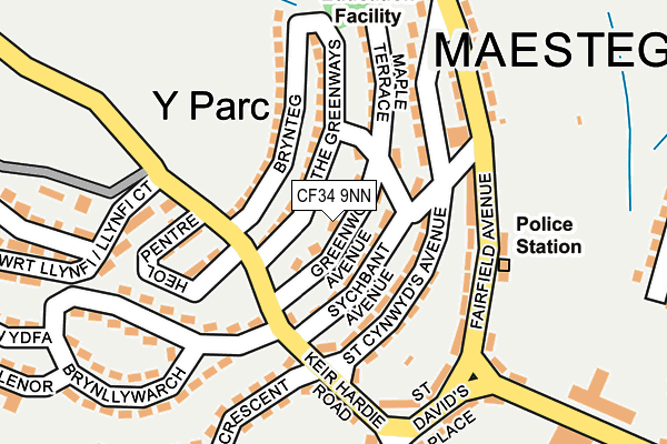 CF34 9NN map - OS OpenMap – Local (Ordnance Survey)