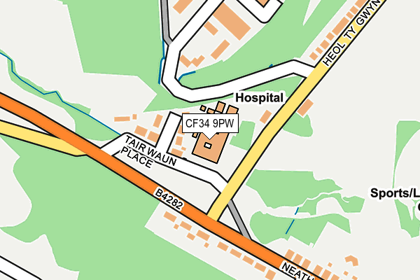 CF34 9PW map - OS OpenMap – Local (Ordnance Survey)