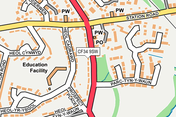 CF34 9SW map - OS OpenMap – Local (Ordnance Survey)