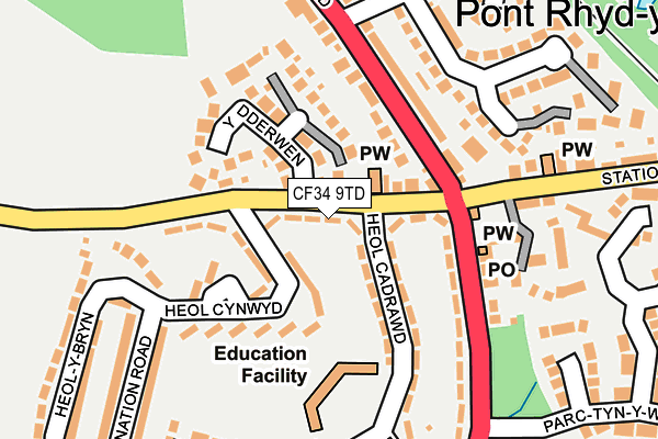 CF34 9TD map - OS OpenMap – Local (Ordnance Survey)