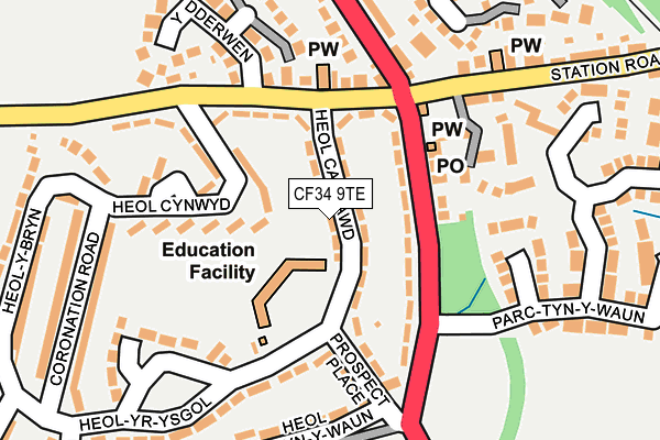 CF34 9TE map - OS OpenMap – Local (Ordnance Survey)