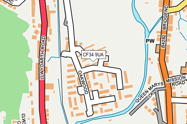 CF34 9UA map - OS OpenMap – Local (Ordnance Survey)