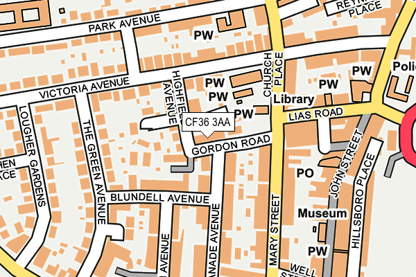 CF36 3AA map - OS OpenMap – Local (Ordnance Survey)