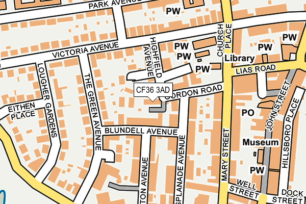 CF36 3AD map - OS OpenMap – Local (Ordnance Survey)