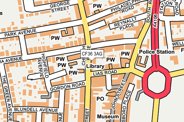 CF36 3AG map - OS OpenMap – Local (Ordnance Survey)