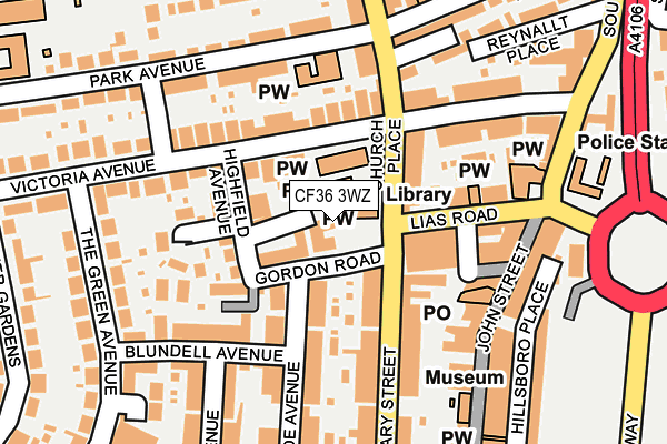 CF36 3WZ map - OS OpenMap – Local (Ordnance Survey)