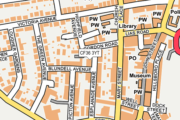 CF36 3YT map - OS OpenMap – Local (Ordnance Survey)