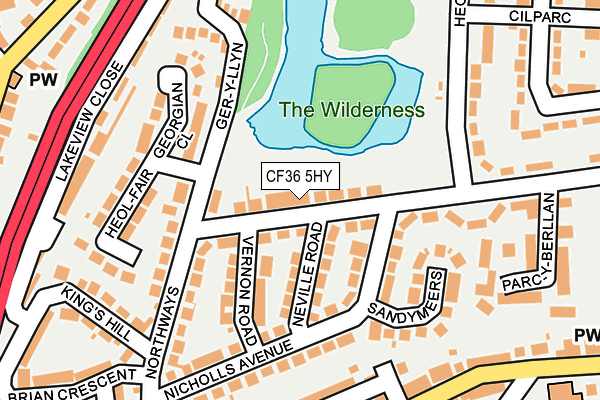 CF36 5HY map - OS OpenMap – Local (Ordnance Survey)