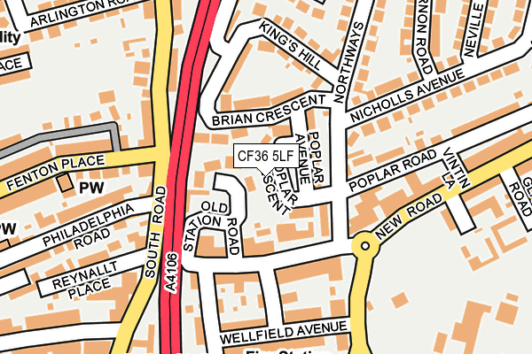 CF36 5LF map - OS OpenMap – Local (Ordnance Survey)