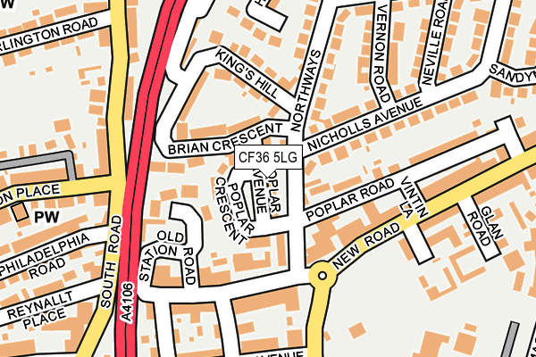 CF36 5LG map - OS OpenMap – Local (Ordnance Survey)