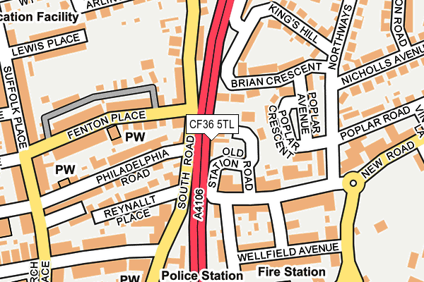 CF36 5TL map - OS OpenMap – Local (Ordnance Survey)